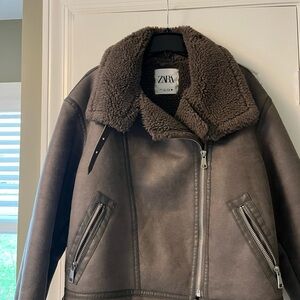 Zara Brown Bomber Jacket
